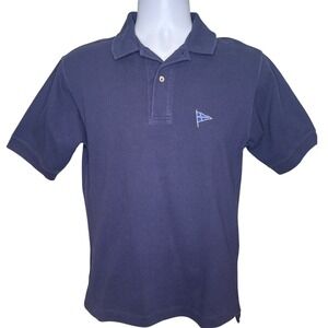 Outer Banks Mens Navy Blue Pique Polo Shirt Nautical Embroidered Flag Sz S Yacht